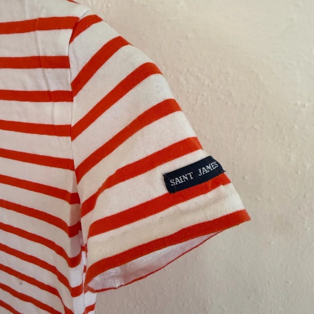 Saint James Kids Tee in Red and White Stripes - Picture 2 of 5
